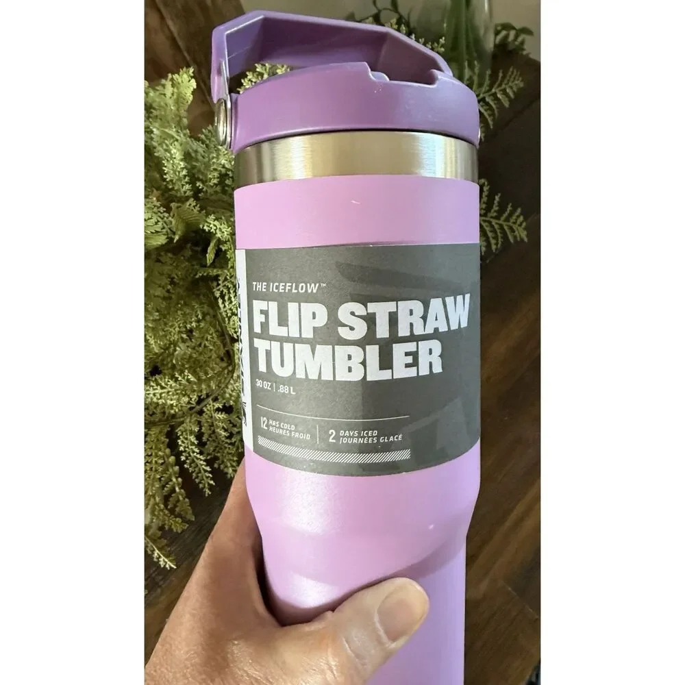 NEW Stanley 30 oz IceFlow Flip Straw Tumbler Cup Lilac Purple Handle Bottle - Picture 8 of 9